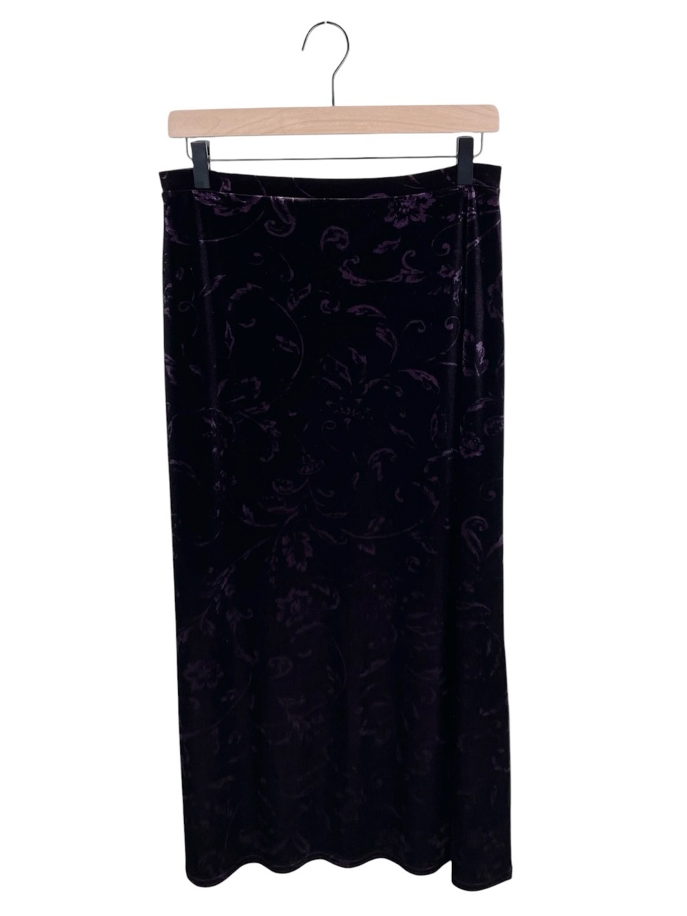 Vintage 90s Kathie Lee Purple Velvet Burnout Maxi Skirt Small Whimsigoth Witchy